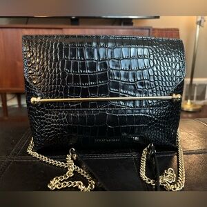 STRATHBERRY Stylist Croc Embossed Leather Shoulder Bag Removable Crossbody Chain